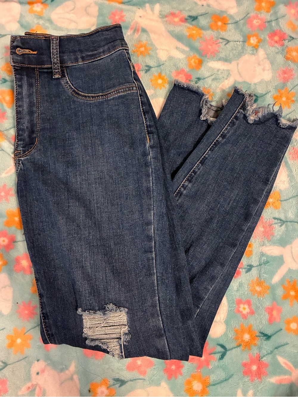 Dark Blue High-Rise Distressed Women’s Jeans